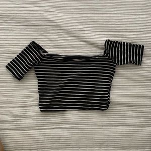 American Apparel striped off shoulder crop top